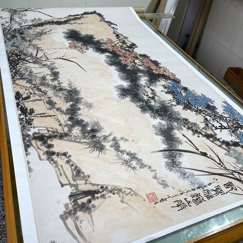 潘天寿 记写雁荡山花国画水墨画写意画微喷复制画宣纸画芯装饰画