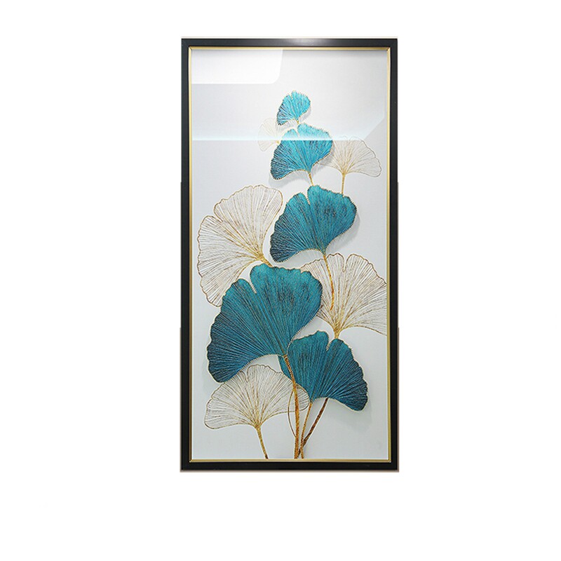 入户玄关立体实物高端过道走廊尽头挂画对门装饰画丝线银杏挂画