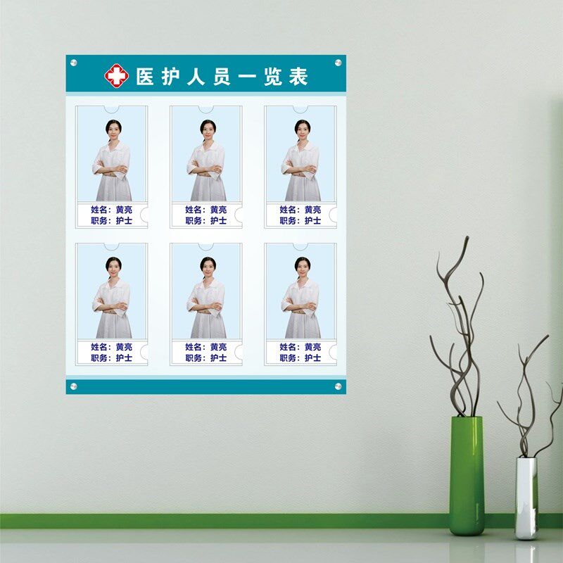 医护人员一览表护士站一览表诊所医护人员公示牌工作岗位宿舍信息
