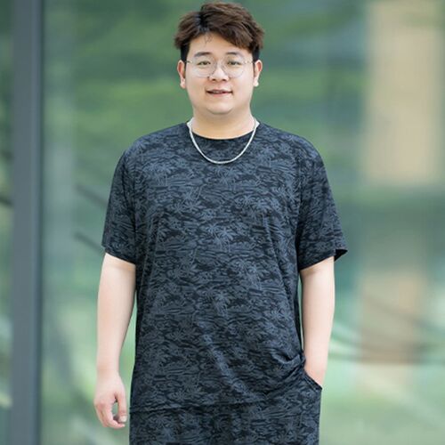 大码短袖t恤男夏季胖子加肥加大薄款冰丝速干运动黑色半袖上衣潮