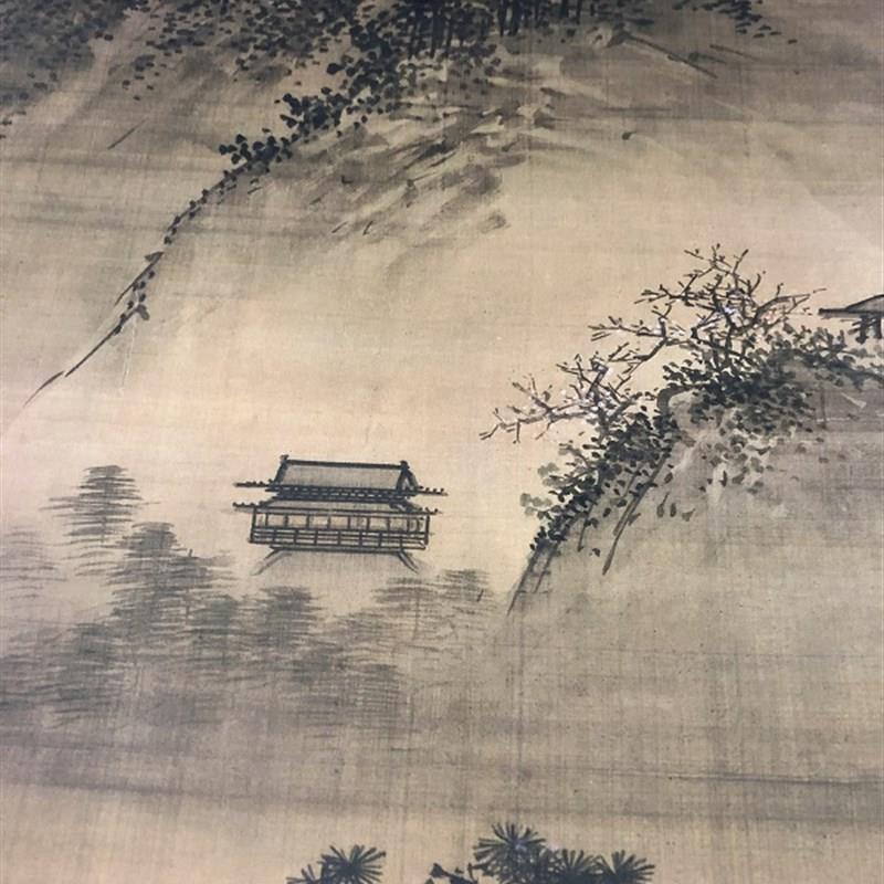 明 戴进 春游晚归图 仿古山水人物国画立轴高清绢布微喷装饰画