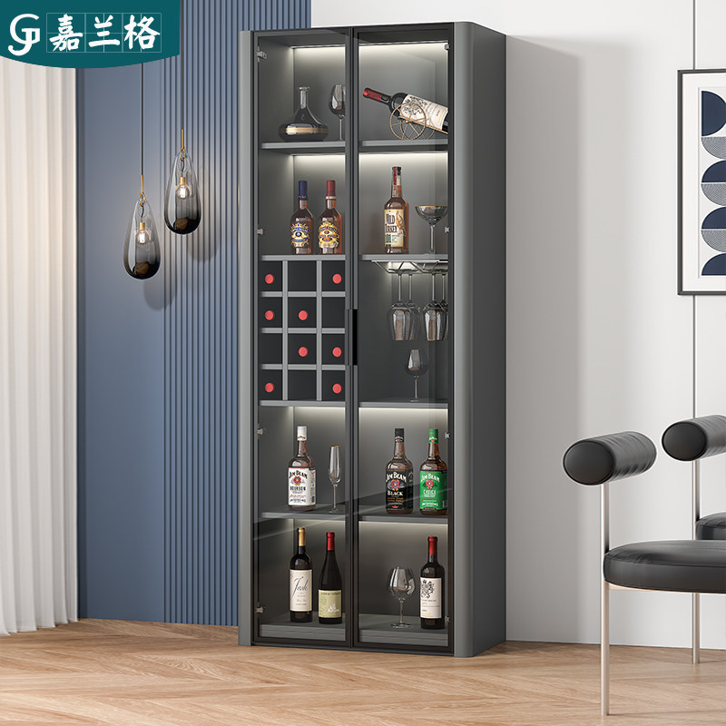 简约玻璃门酒柜展示柜客厅靠墙家用小酒柜储物柜餐厅柜子定制9S35