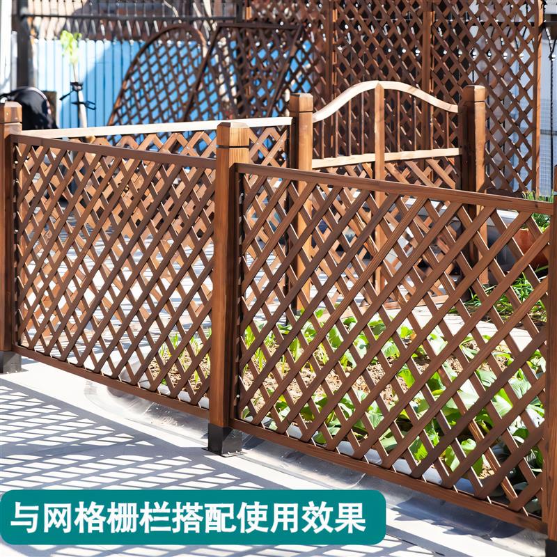 复古碳化木门木栅栏门园艺栅栏花园院子门庭院门小院门免安