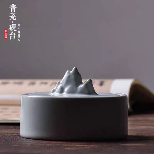 陶瓷墨池墨盘墨盒墨碟墨蝶墨水砚台专用带盖笔洗笔舔毛笔字洗笔缸