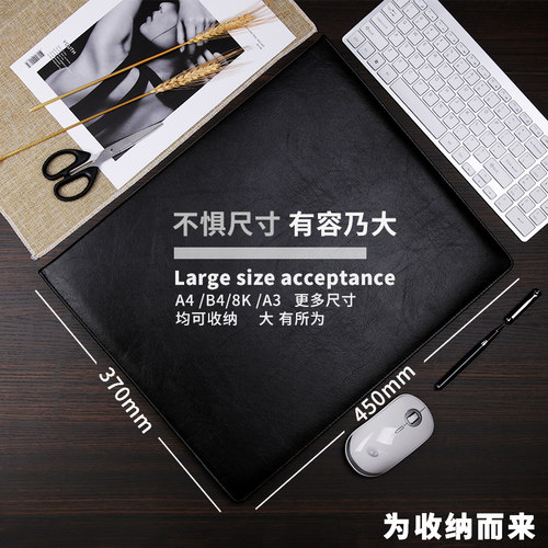 活页文件夹资料册A3皮面办公打孔档案收纳册透明插页袋试卷册画册