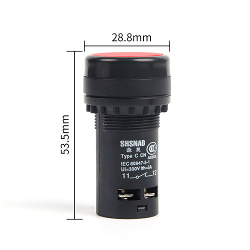 LA39按钮启动按钮红绿色经济型自复位LA39J-11B 一开一闭22mm