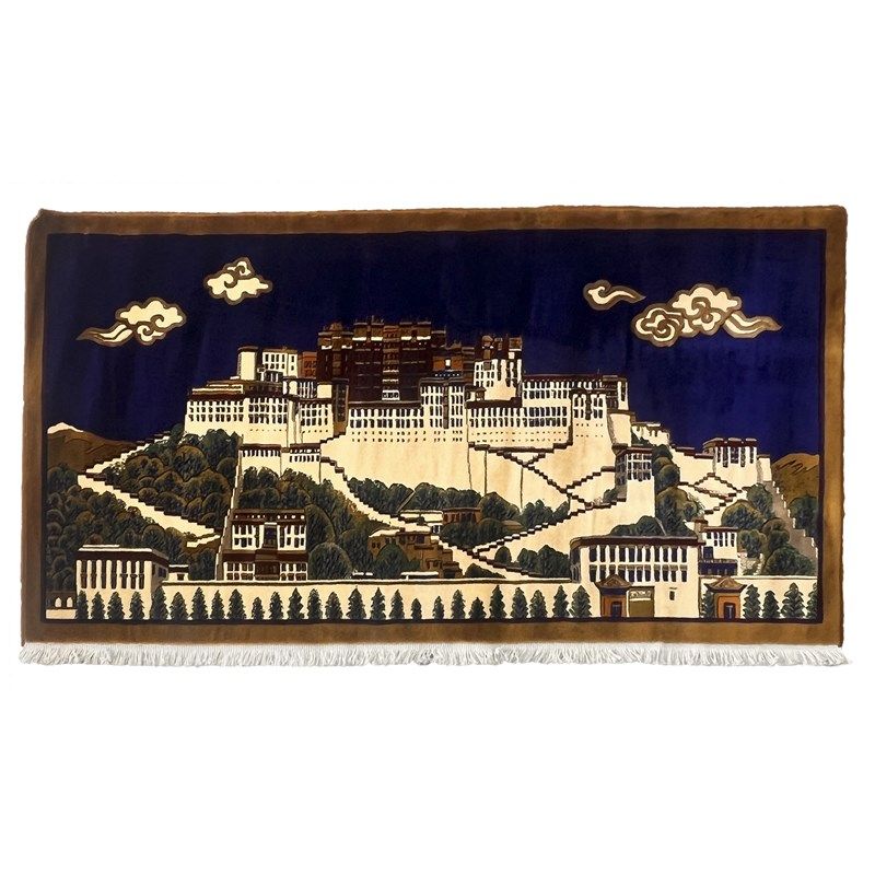 布达拉宫挂毯中古风藏式装饰画羊毛墙面挂画2025新款艺术针织地毯