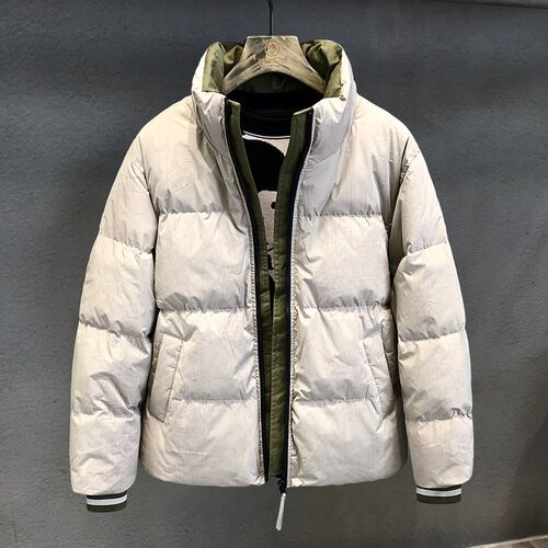 高端撞色假两件潮牌短款羽绒服男士立领冬季新款外套男面包服加厚
