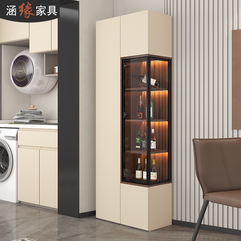 客厅酒柜展示柜奶油风餐边柜一体靠墙转角柜置物架家用墙角柜7S39