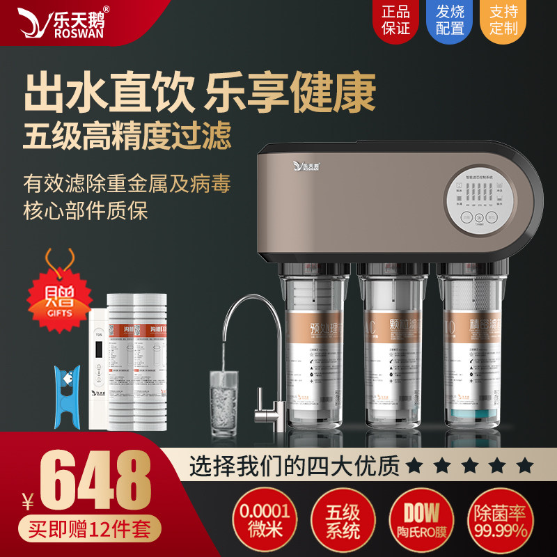 DIY乐天鹅净水器家用直饮自来水过滤器厨房净化器ro反渗透净水机