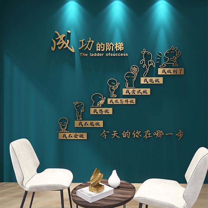 3d立体墙贴公司布置文字创意文化励志装饰卧室墙壁背景墙画轻奢风