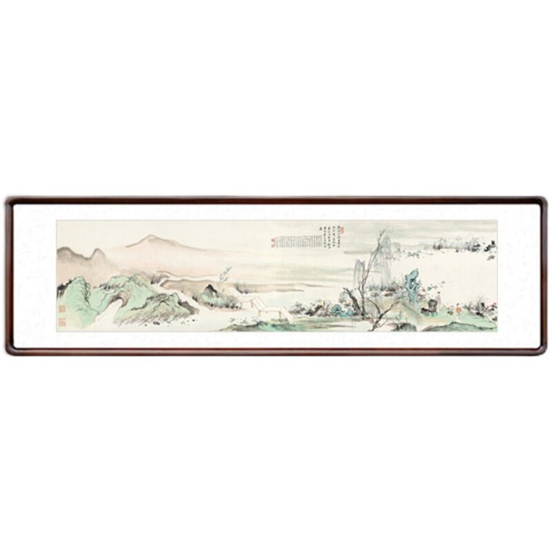 吴湖帆采莲图国画客厅沙发背景墙装饰画卧室床头书房茶室山水壁画