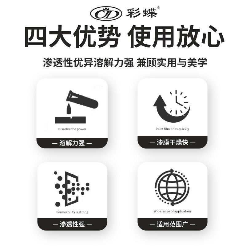 彩蝶油漆稀释剂通用调稀水 油墨节喷码机环氧清洗剂调和稀料