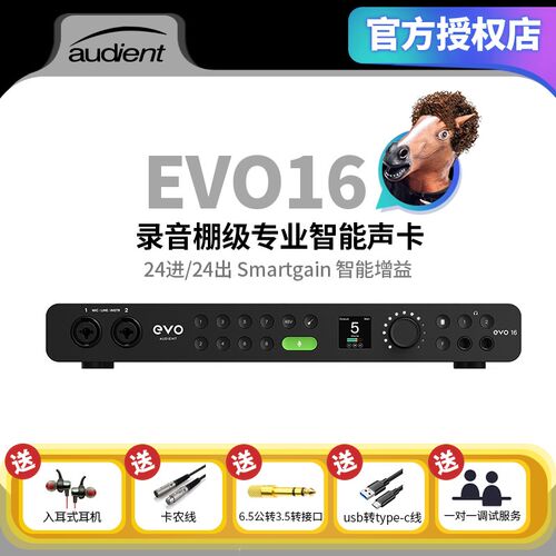 Audient/奥顿特EVO16智能增益录音声卡直播编曲音频接口24进/24出