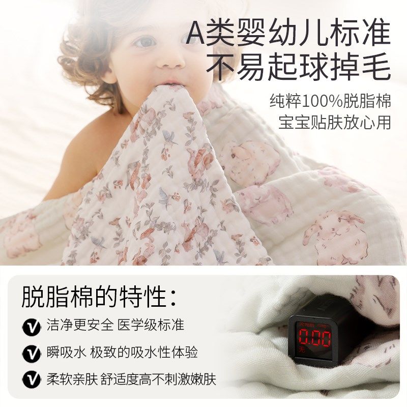 棉域婴儿拍嗝巾口水巾儿童纱布毛巾宝宝吐奶垫长毛巾新生儿洗澡巾