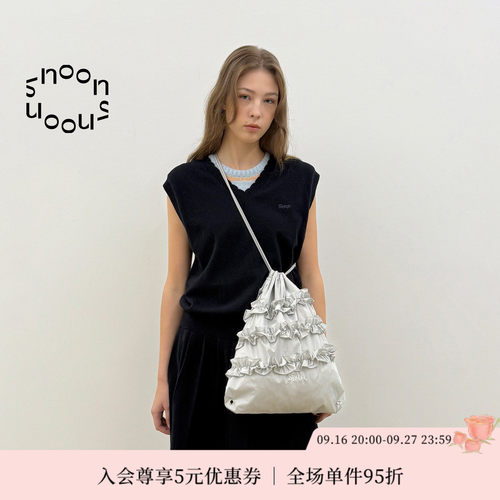 SNOON波点荷叶褶边双肩包