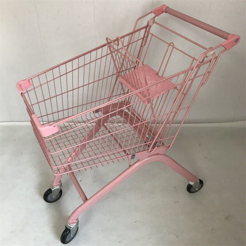 粉色购物车成人拍照道具超市静音手推车白色网红摄影