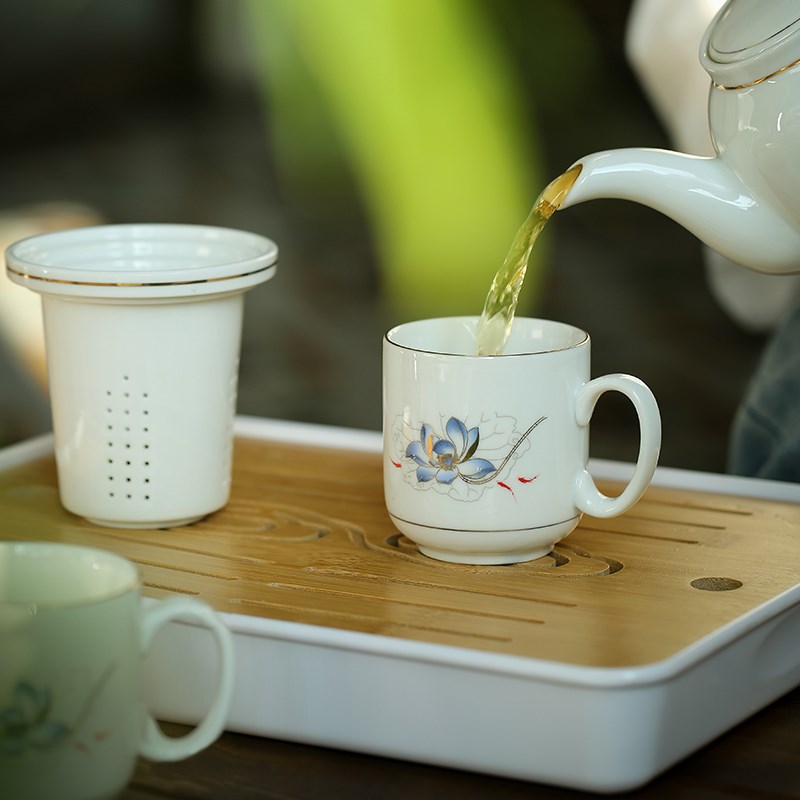 陶瓷过滤泡茶壶单壶大号容量带内置滤芯网茶水壶家用茶具杯子套装