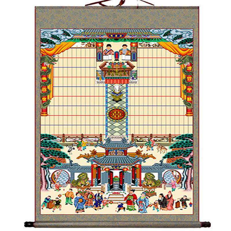 不褪色布供奉祖先老祖宗家谱族谱挂画轴老式家堂轴子宗谱祠堂神位