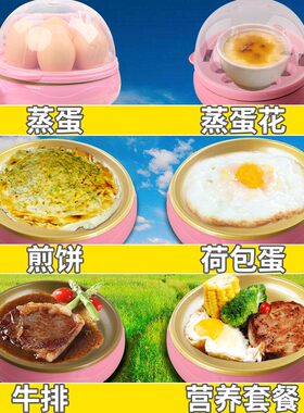 迷你蒸蛋器煎蛋小锅婴儿羹全自动家用宿舍小功率3个枚平底锅早餐
