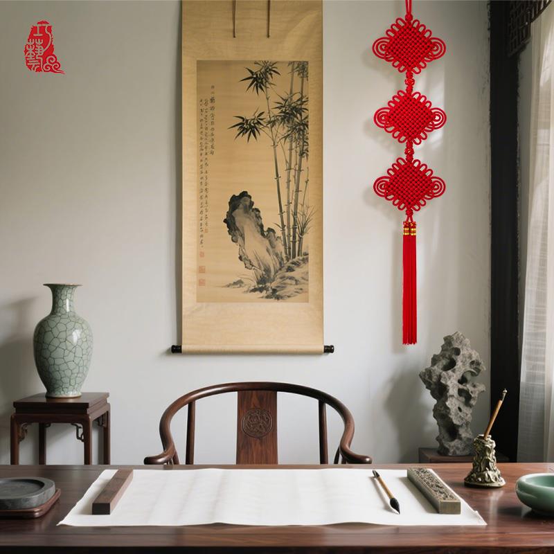 巧艺精品特色中国结挂件连中三元家居乔迁礼品装修饰壁挂丝线大号