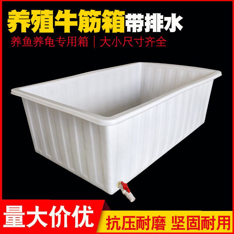 加厚大号牛筋水箱塑料长方形水产养殖养鱼养龟盆带排水阀门洗车桶