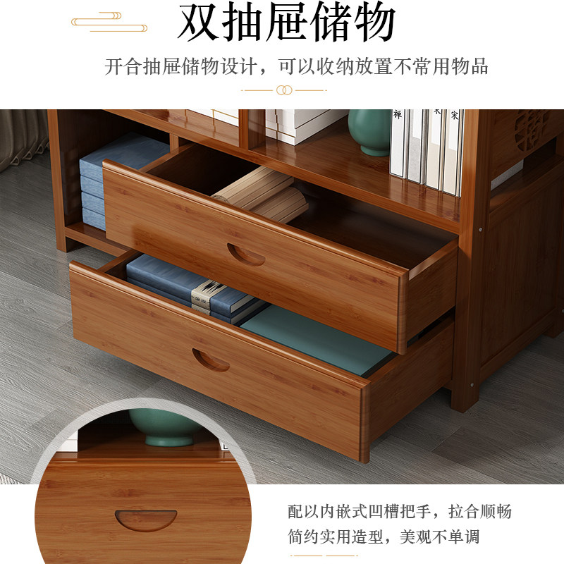 靠墙落地竹制书架 多层省空间书柜 可拆装置物架
