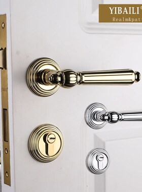 依佰利金色轻奢门锁别墅卧室金色黑色欧式法式新古典室内实木门锁
