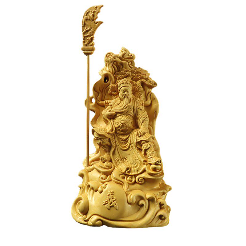 黄杨木雕家居摆件武财神关公木质雕刻佛像中式工艺品客厅玄关摆饰