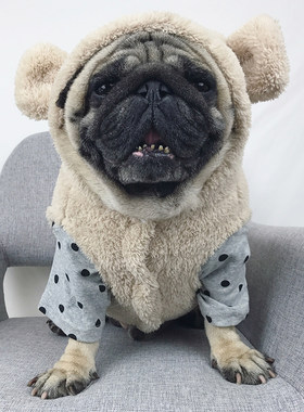 巴哥法斗衣服狗狗可爱冬装宠物加绒加厚保暖衣服法斗八哥比熊泰迪