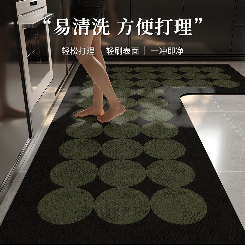 厨房地垫防滑脚垫防油防水垫子家用转角皮革L型可定制吸水地毯垫
