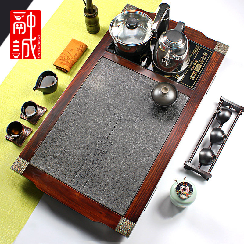 实木茶盘茶具茶海排水储水下水抽屉式茶台茶托盘四合一电磁炉套组