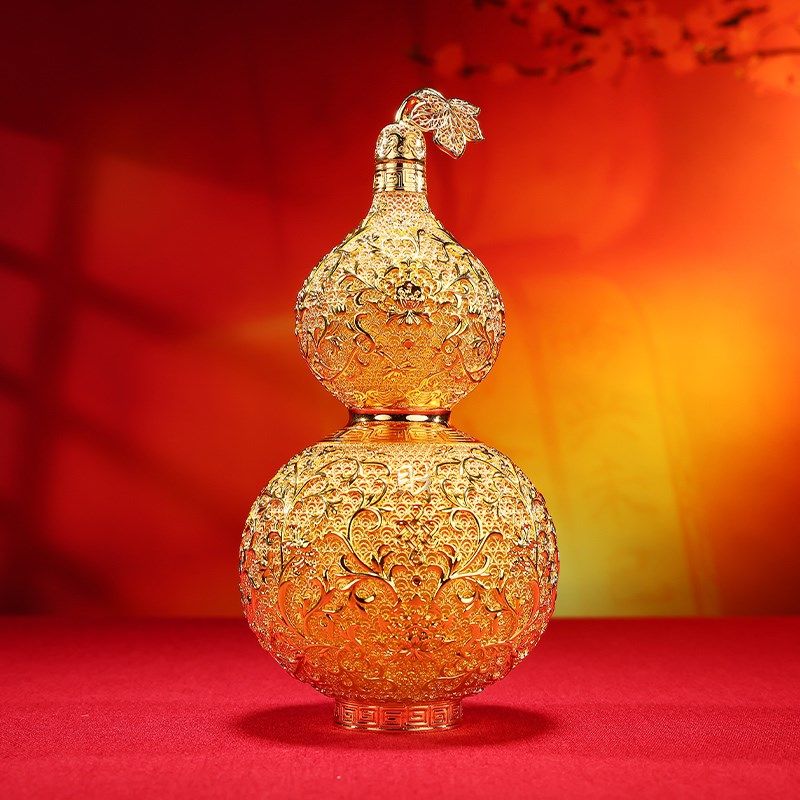 黄铜金色《花丝福葫芦》摆件家居客厅办公室装饰品开业乔迁礼品