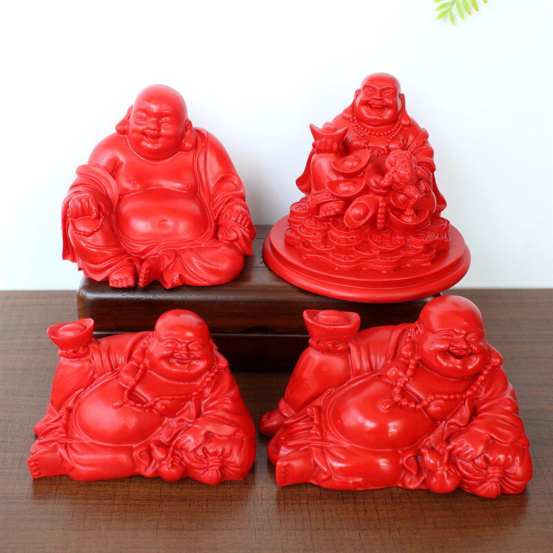 原矿朱砂弥勒佛汽车用品车内摆件装饰品车用摆设元宝笑佛平安车载