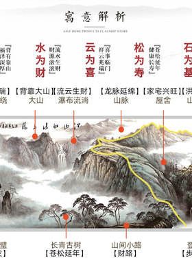 国画山水画新中式客厅装饰画沙发背景墙办公室挂画风景画大气手绘