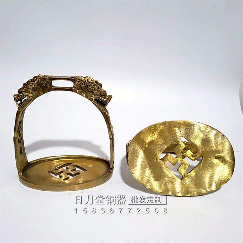 加厚纯铜马镫大号龙纹实用马蹬子骑马上下马脚蹬古风马术装备用品