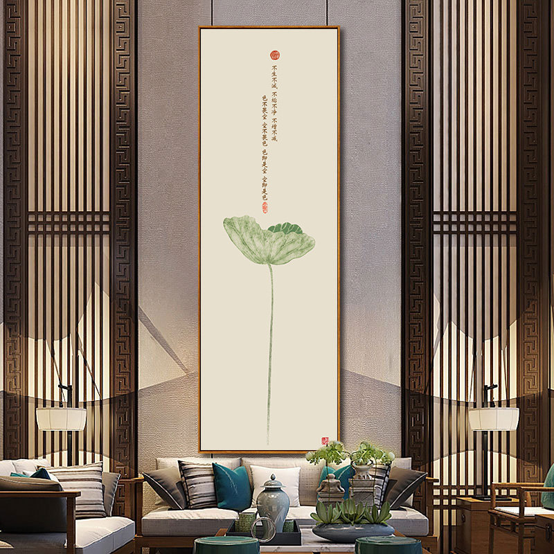 心经挂画走廊经文字画竖版玄关装饰画客厅沙发禅意壁画茶室背景墙