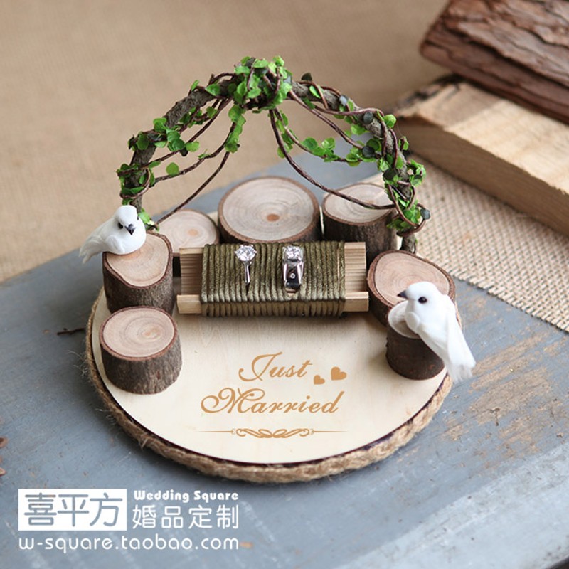 喜平方求婚拱门手工定制戒托韩式结婚交换戒指盒婚礼情人节礼品