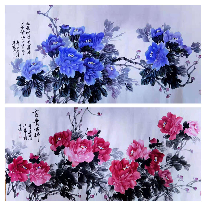 毛笔写意牡丹花鸟专用国画生宣纸夹宣三尺四尺六尺规格齐全于翠霞