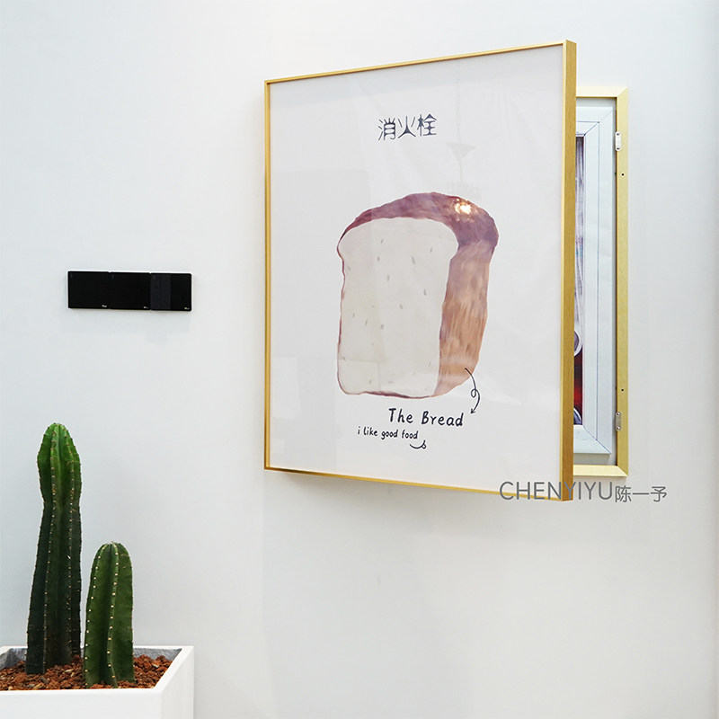 甜品店面包遮挡消火栓装饰画遮盖消防箱电箱挂画铝合金属玻璃晶瓷