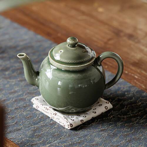 越窑青瓷复古茶壶陶瓷日式家用泡茶壶防烫功夫茶具泡茶器盖碗茶杯