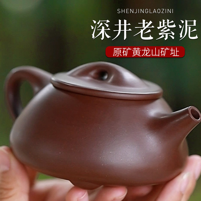 正宗宜兴紫砂壶名家纯手工功夫泡茶壶具原矿深井老紫泥景舟石瓢壶