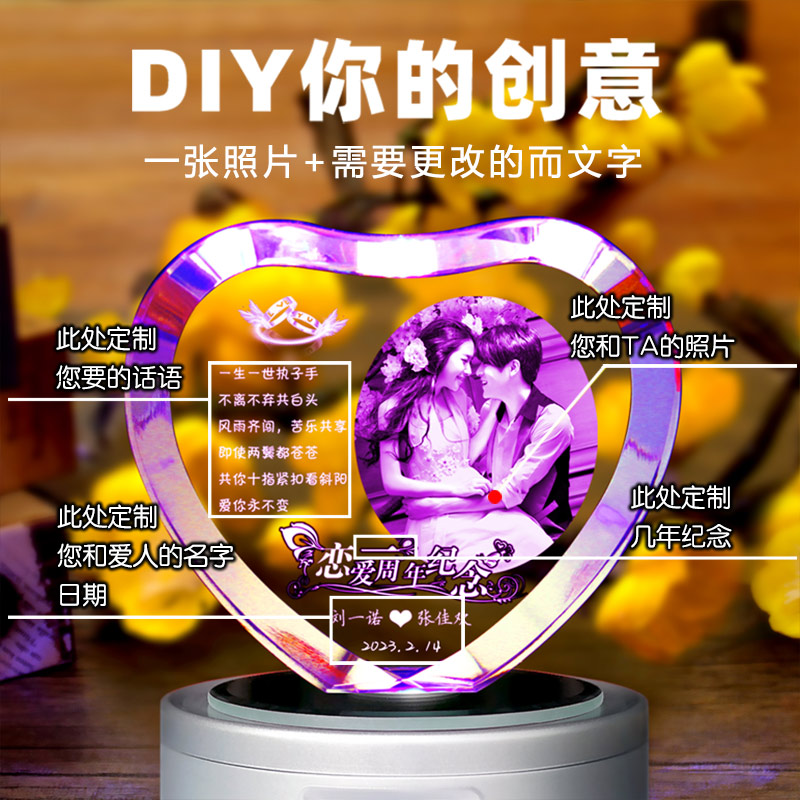 恋爱一周年一百天 结婚十周年纪念日礼物女友老婆生日浪漫情人节