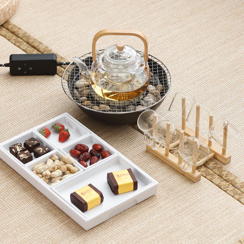 围炉煮茶插电电陶炉家用室内烤橘子白茶煮茶器玻璃茶壶泡茶套装