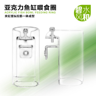 鱼缸喂食器喂食圈亚克力鱼饲料投食圈拉筋挂缸两用防止鱼食飘散