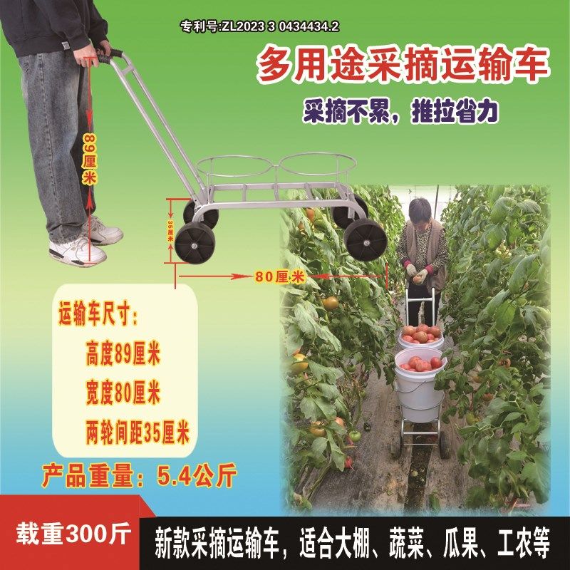 大棚采摘车蔬菜果园瓜果茶叶运输车移动采摘车手推车大棚运输车