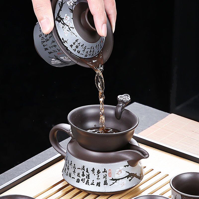 原矿紫砂功夫茶具套装家用办公会客陶瓷泡茶壶茶杯中式复古泡茶器