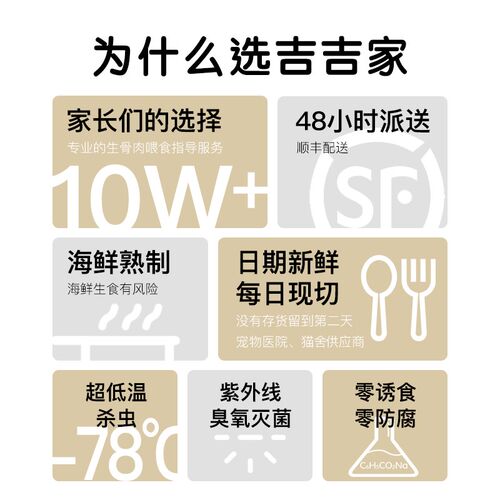 生骨肉狗狗猫咪专用新鲜猫饭宠物食材鹿肉鹌鹑兔肉预拌粉吉吉家