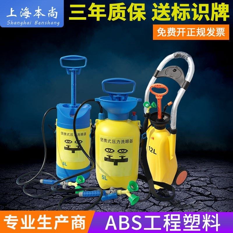 验厂双口便携式移动式洗眼器5L带压力表2升洗眼器1简易洗眼器
