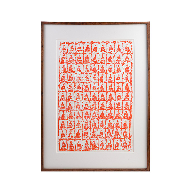 木匚王拓片 千佛图佛像挂画居家供奉禅意空间背景墙实木框装饰画
